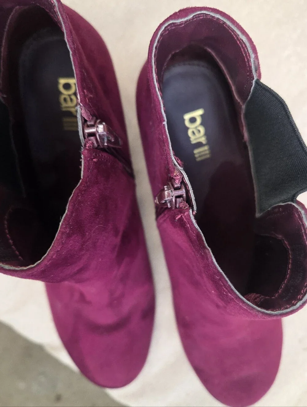Bar III Camelia Burgundy Faux Suede Ankle Booties Women's 9.5 Block Heel